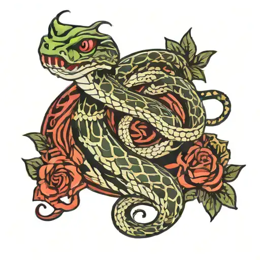 Snake With Red Notes Floating