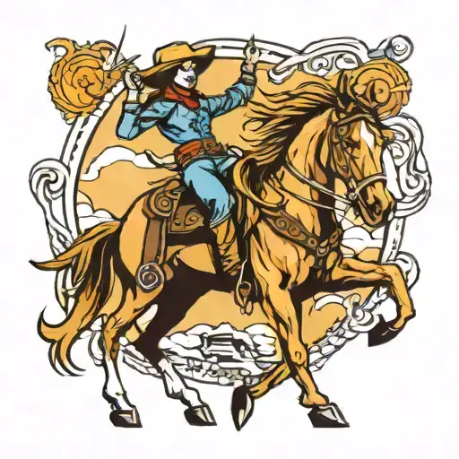 Rodeo Cowgirl Riding A Horse