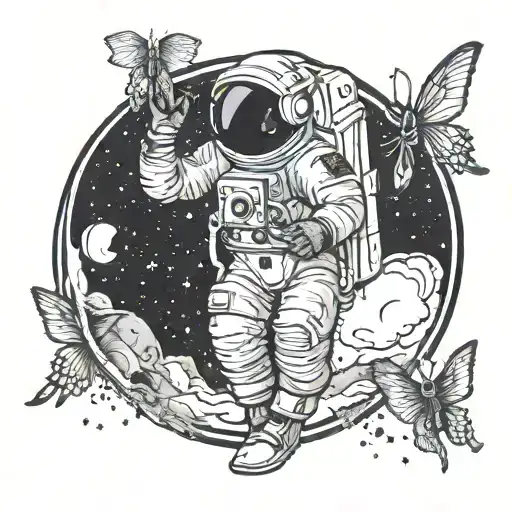 Astronaut With Moon Moth
