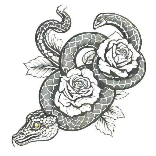 Celui Tattoo With Snake And Roses
