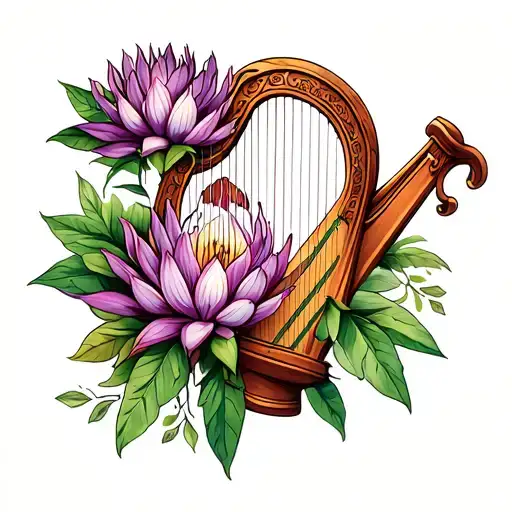 Irish Harp And Protea Flower