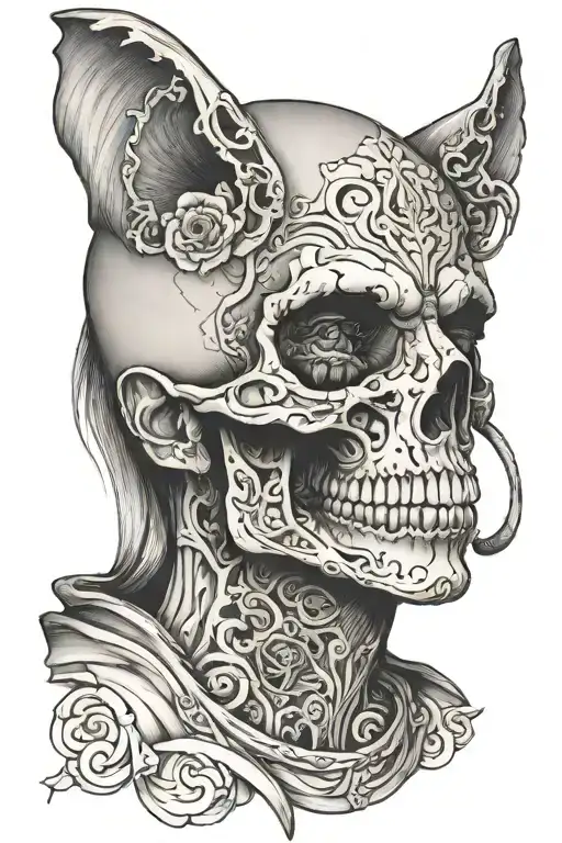 Half Human Face Half Skull