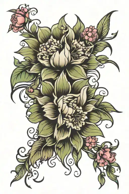 Floral Tattoo For Spine