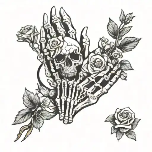 Skeleton Hands With Flowers Growing From Them