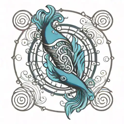 Aquarius Symbol Surrounded With Circles And Lines