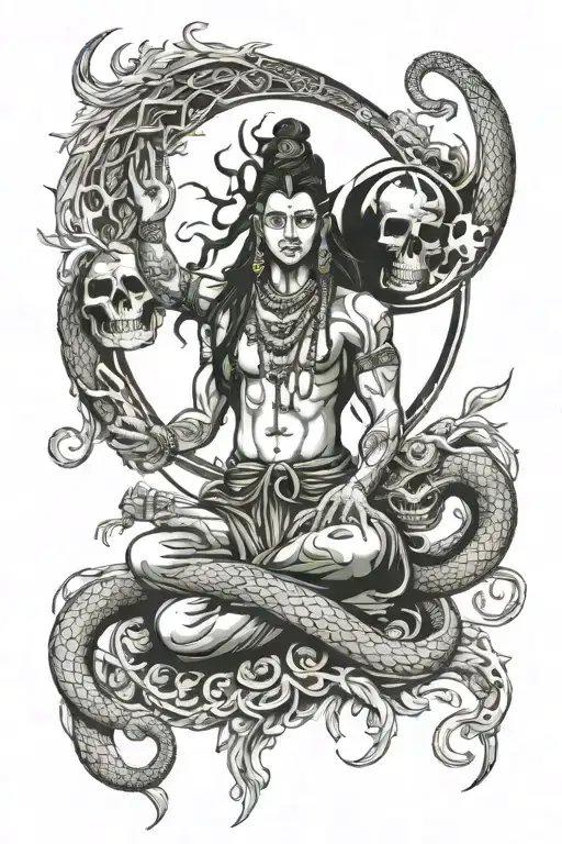 Shiva And Death And Birth And Nature And Moon And Snake And Spiritual
