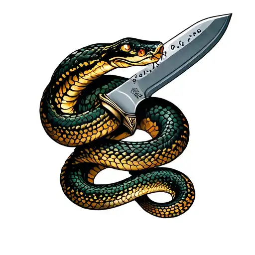 Knife In Love With Snake Wrapped