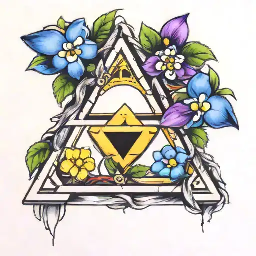 Forget Me Nots Flowers In The Color Of A Bi Flag Intertwining In The Triforce From Zelda
