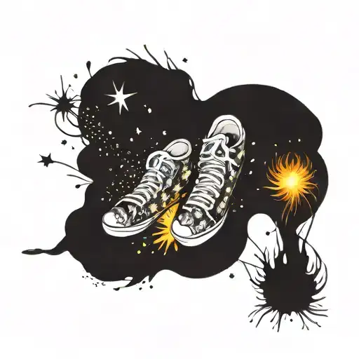 Baby Foot Prints With Fireworks Exploding In The Night