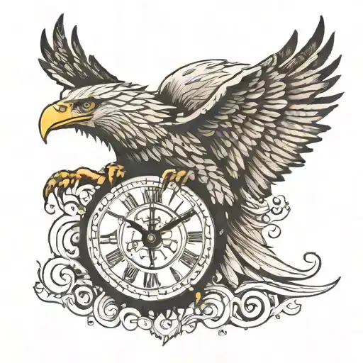 Eagle With Clock And Eye