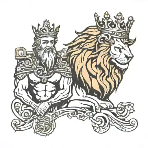 Zeus And Lion With Crown