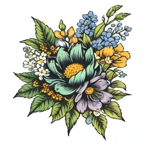 Bouquet With Birth Month Flowers