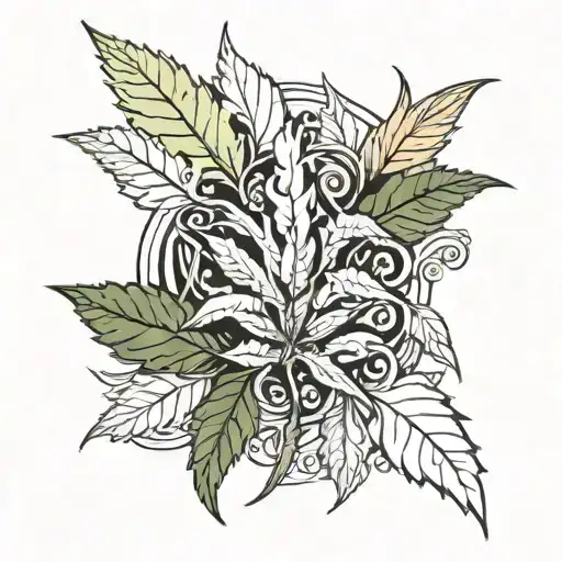 Cigarette Behind Cannabis Leaf