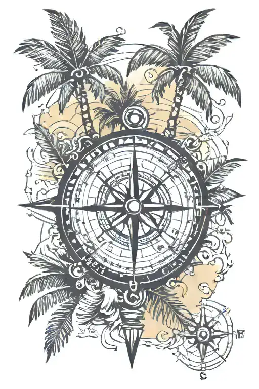 Compass With Palm Trees