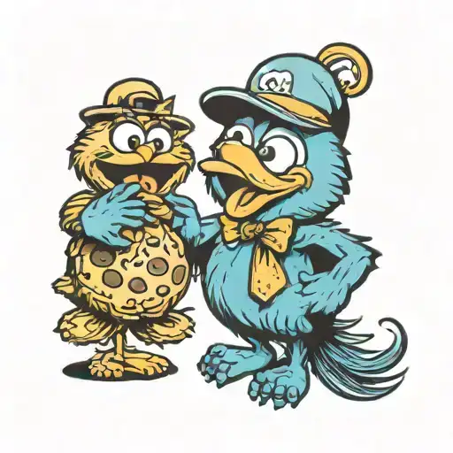 Tweety Bird Standing With Cookie Monster