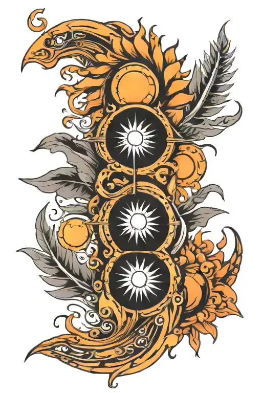 Spine Tattoo With Sun At Too