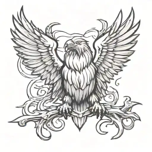Screaming Eagles World Of Warcraft Line Work No Shading Symmetrical Eagle Head And Wings No Feet