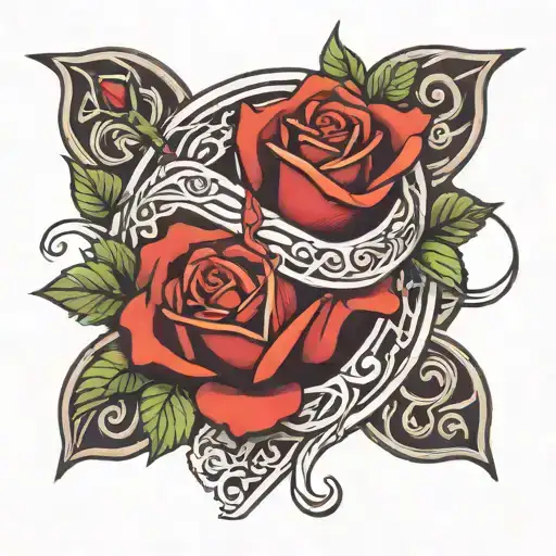 Roses With Survivor Symbol Intertwined