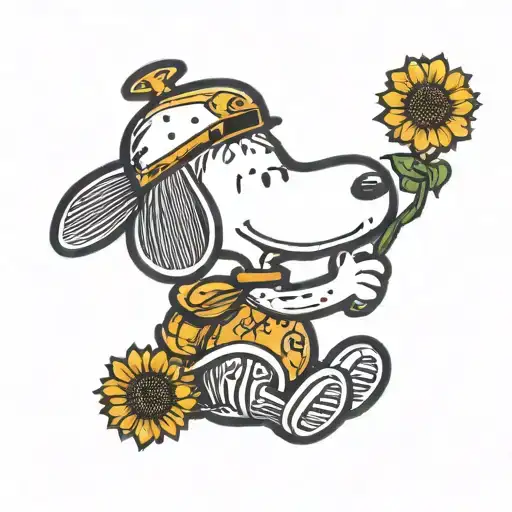 Snoopy Holding Sunflower
