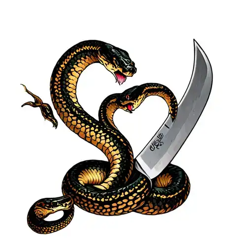 Knife And Love With Snake
