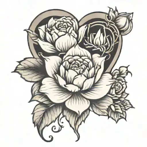 Heart And Roses Blooming Lotus Flower