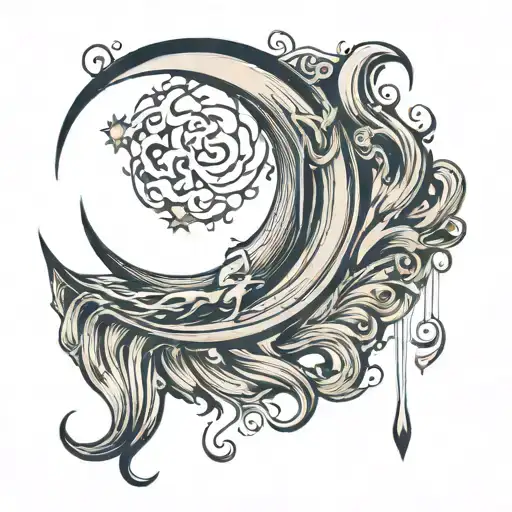 An Ear Listening To A Wave Forming The Shape Of A Crescent Moon