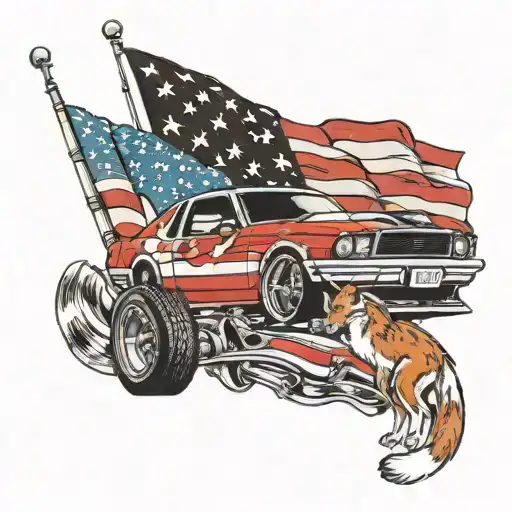 Foxbody Mustang And American Flag