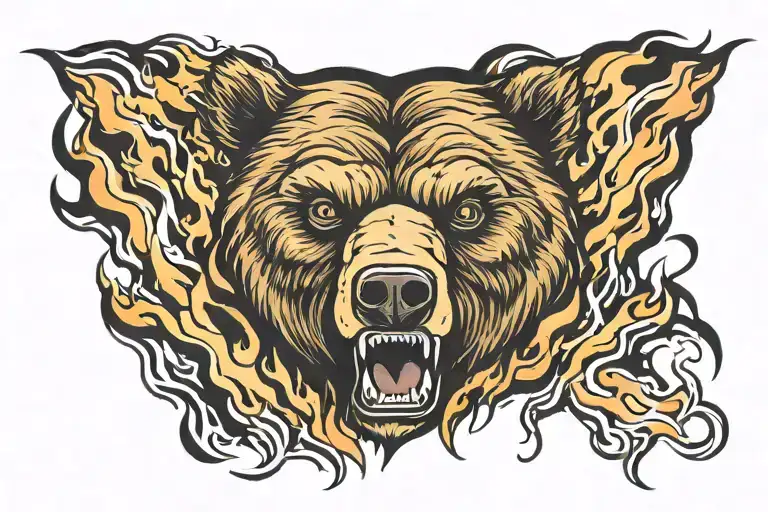 Angry Bear's Head On Fire