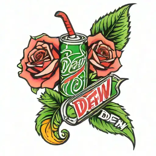Rose Surrounded Mtn Dew Logo And Wriggles Gum Logo