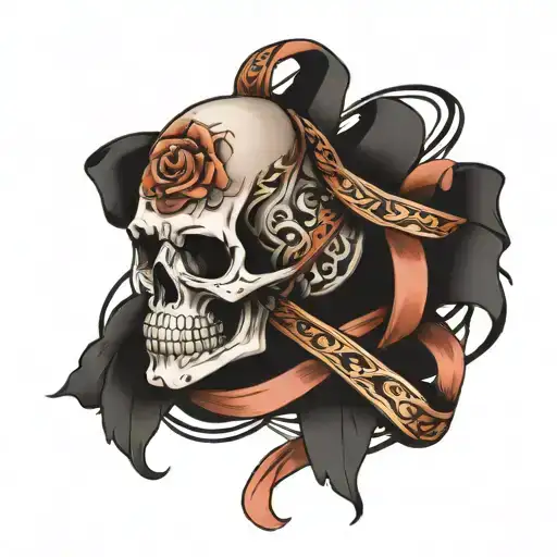 Skull And Ribbon Wrapped
