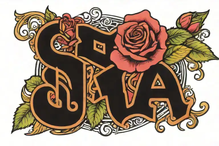 Name With Rose Surrounded