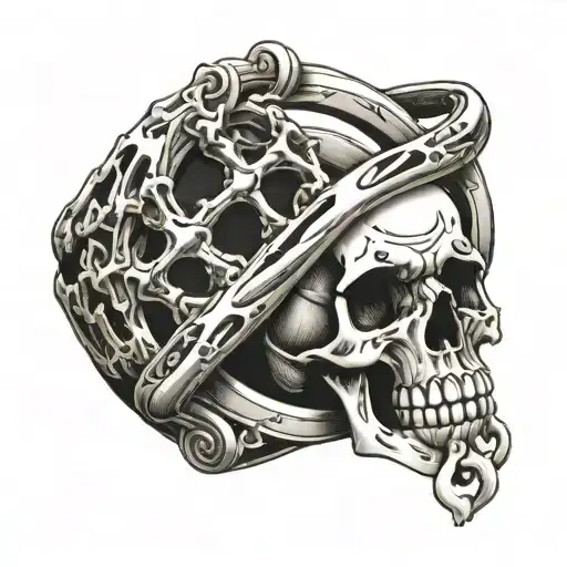 Rescue Life Ring With Skeleton Hand Holding It