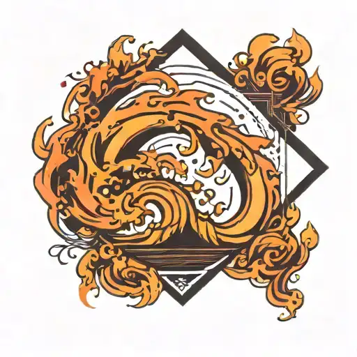 Geometric Fire Waves Inside Rectangular Frame