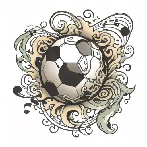 Soccer Ball Music Notes Floating Smoke Swirling
