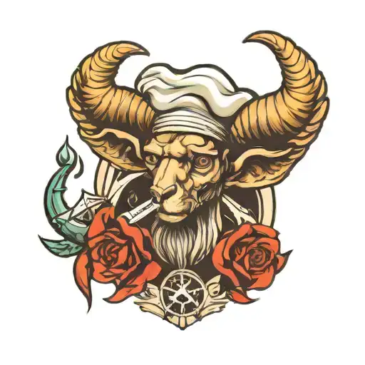 Aries And Anchor With Chef Hat & Smoking
