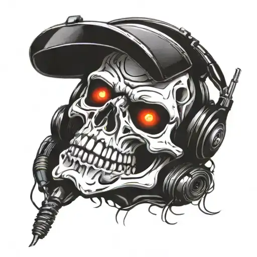 Terminator Skull Wearing Headphones