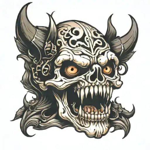 Skull With Pointed Teeth Eye In Mouth