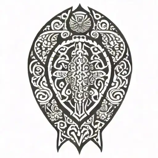 Maori Tribal Turtle Surrounded
