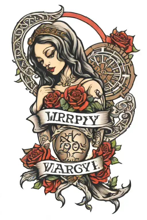 Oldschool Virgin Marry Around Dark Lettering