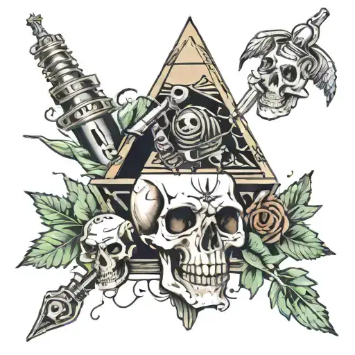 Pyramid Skull Syringe Meth Pipe Weed Leaf Tornado Lion Money