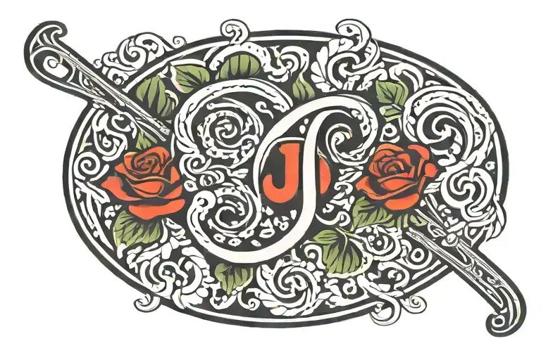 Tattoo Of A Ring With The Letter J