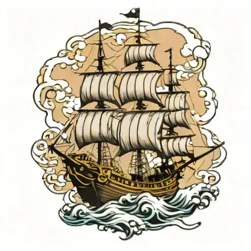 Large Pirate Ship Sailing