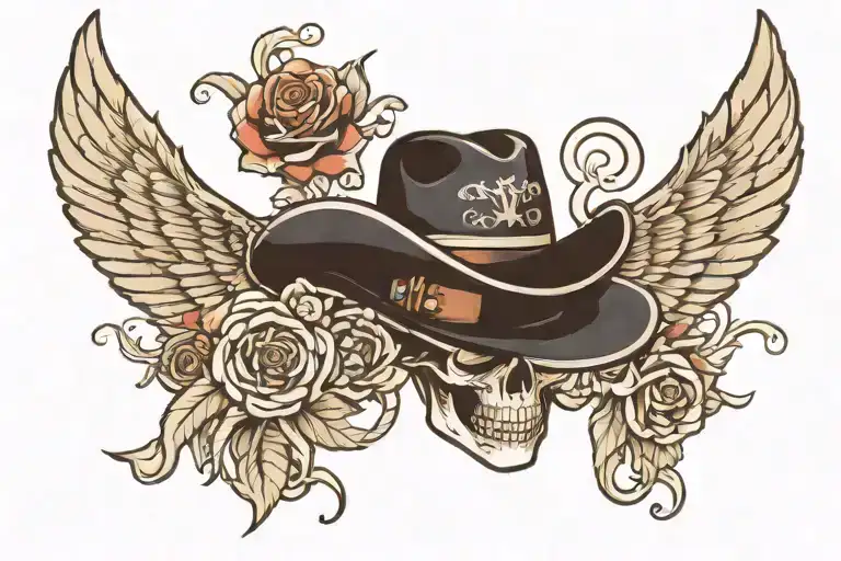 Black Cowboy Hat With Wings And Date Of Death I