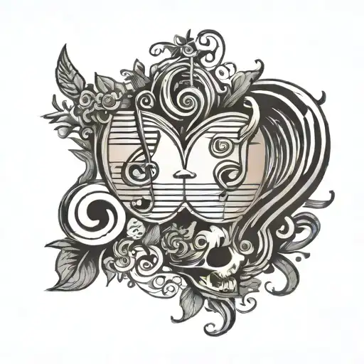 Music Note Nd The Head Of The Notes Are The Head Of The Body One Is A Girl Nd The Other A Boy