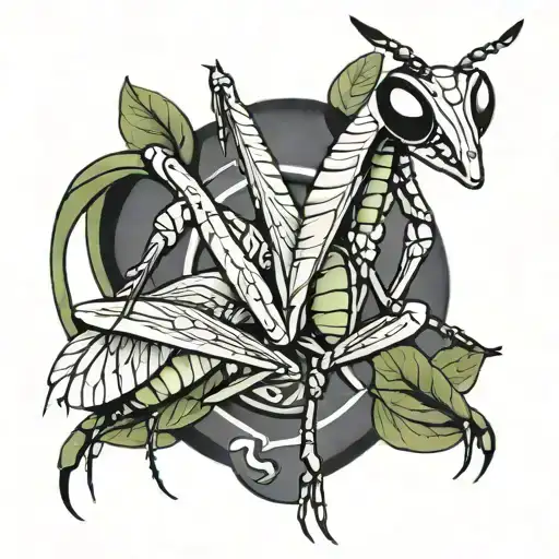 Mantis With Claws Symmetrical Black And White