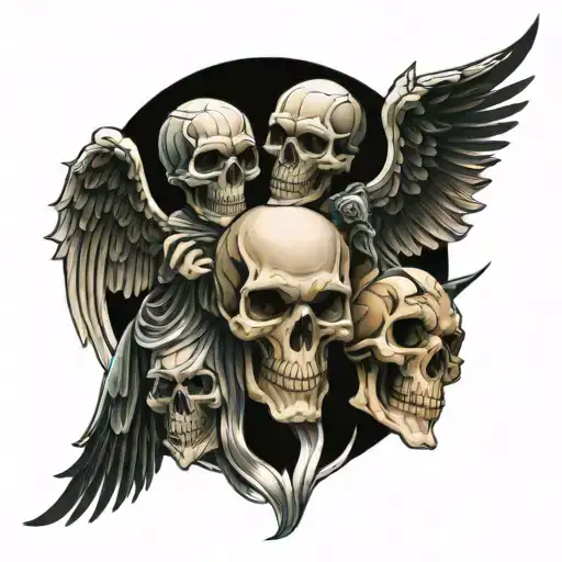 Angel And Demon Skull For Arm
