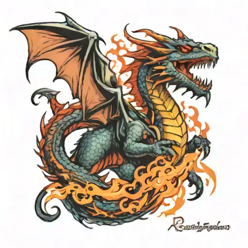 Fantasy Dragon Breathing Fire