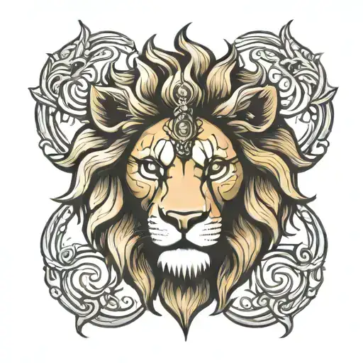 The Sun With Male Fierce Lion Eyes Looking