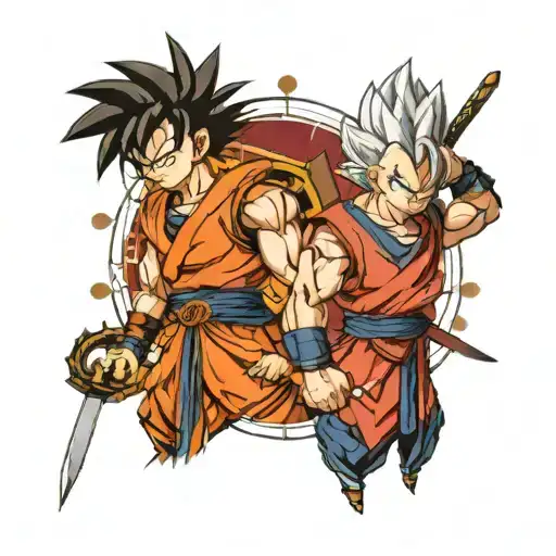 Goku And Vegeta Wearing Samurai Armor