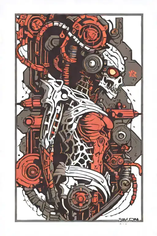 Cyberpunk Tech Tattoo Spine Tattoo Design